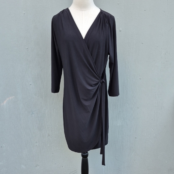 Sky Plus Elegant Black Wrap Dress Sz 1X - Picture 1 of 10